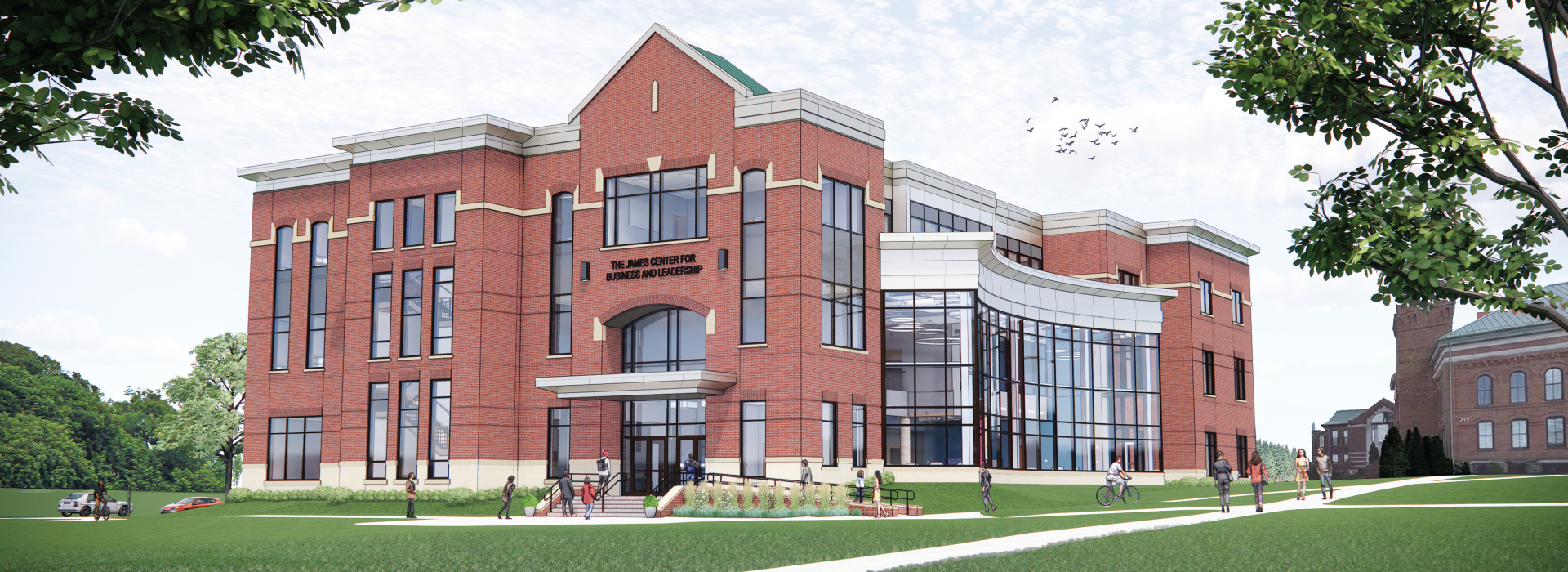 rendering of the james center for business and leadership