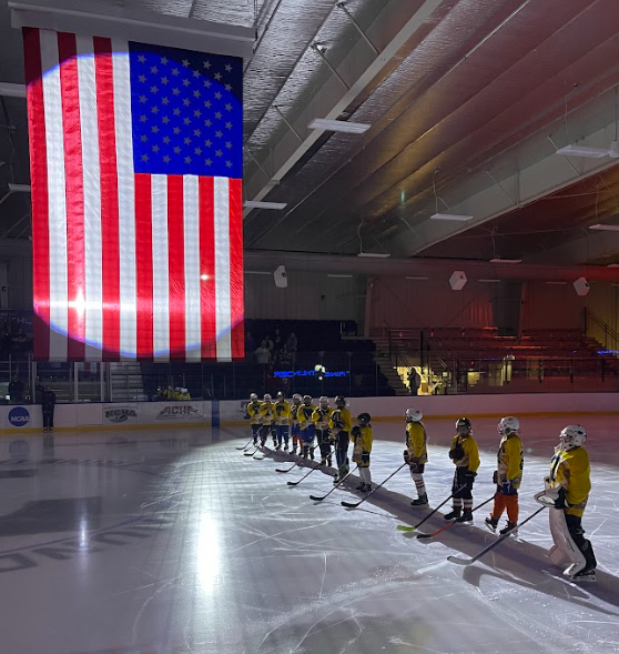 Kids learning hockey