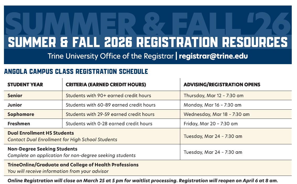 Summer Fall 2026 Registration