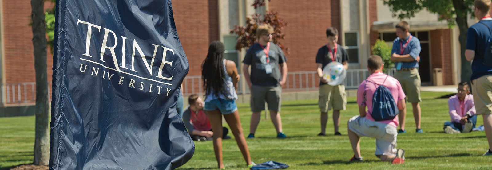 Students playing games outside