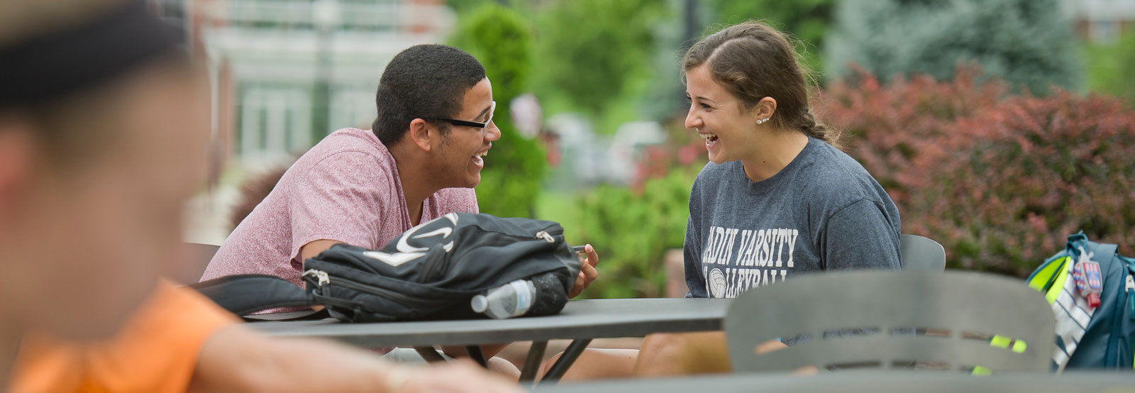 Students talking outside