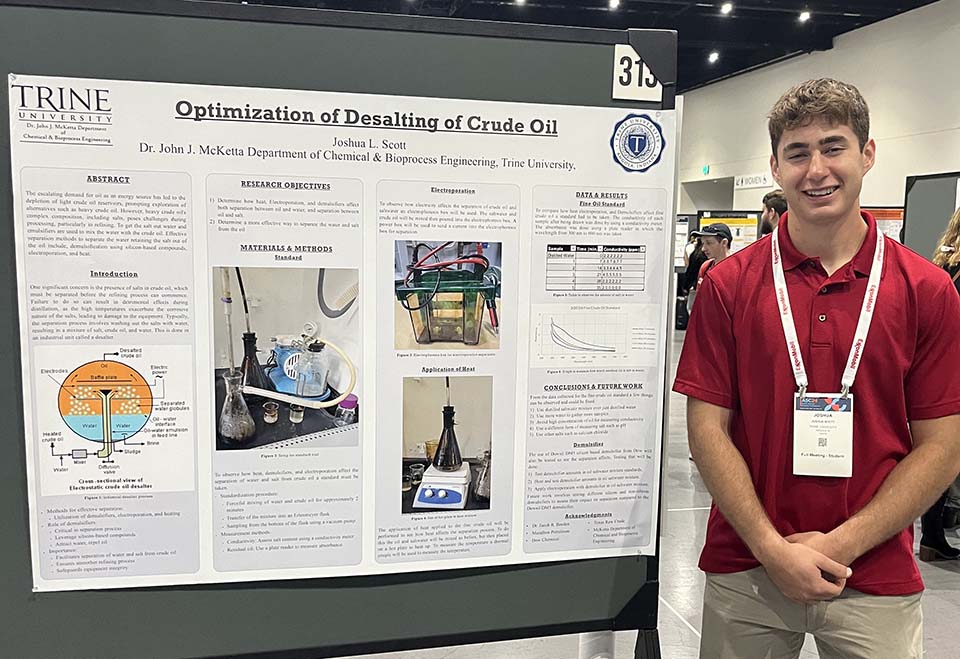 Student with research poster