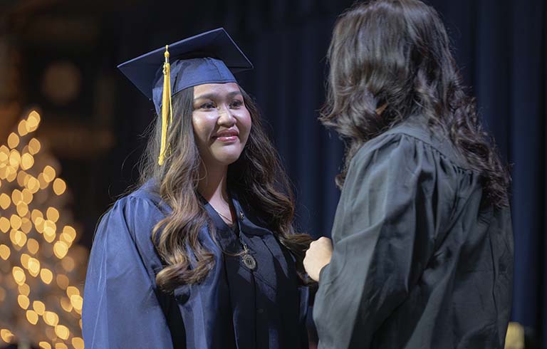 Student receiving degree