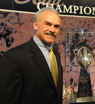 Rocky Bleier with trophy