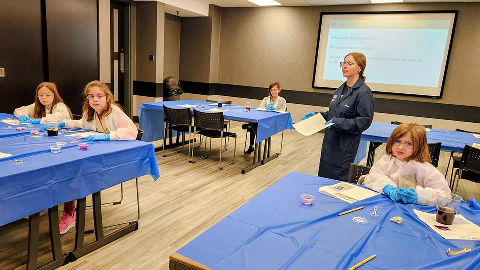 Abby Hansen leading STEM session