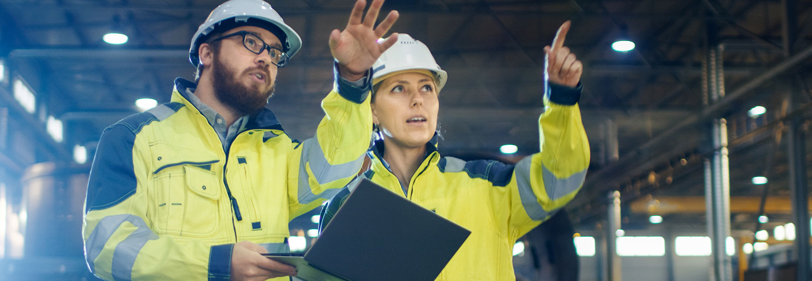 two workers on site