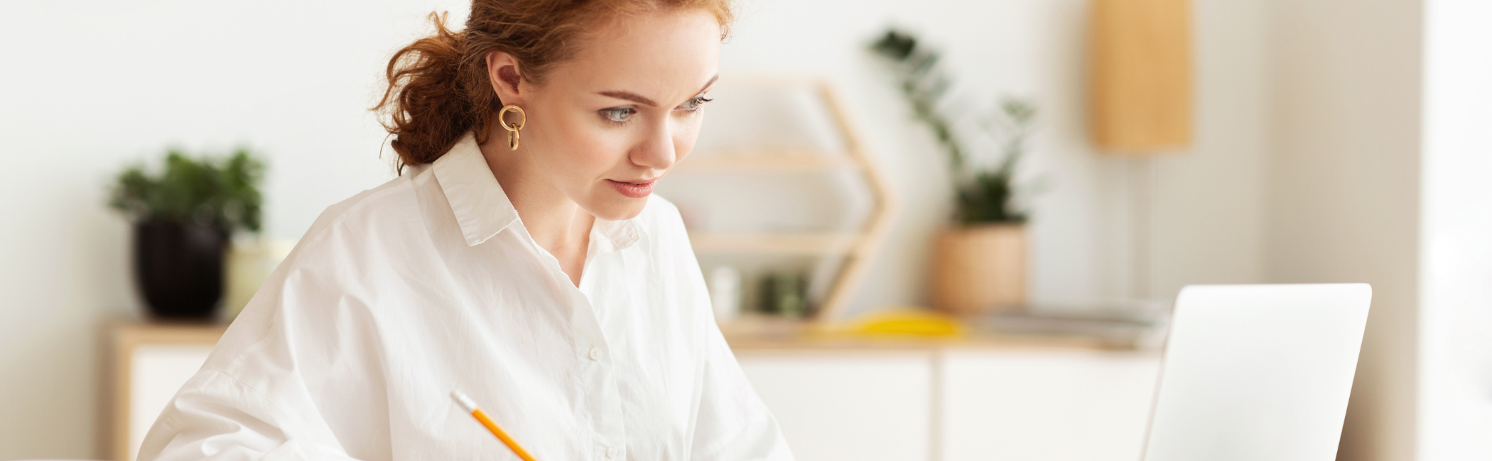 Female studying on laptop